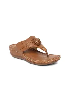 EVERLY Women Tan Solid Wedge Sandals