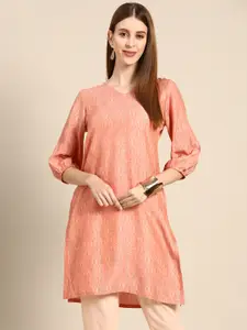 Anouk Women Coral Pink Ethnic Motifs Printed Kurta