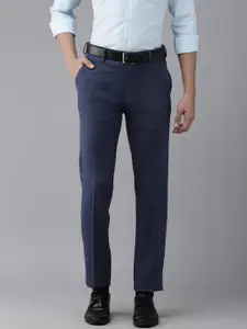 Van Heusen Men Blue Solid Slim Fit Formal Trousers