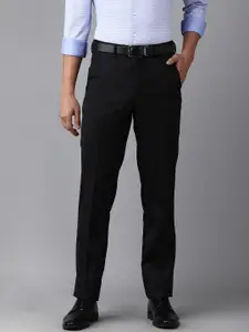 Van Heusen Men Black Solid Regular Fit Formal Trousers