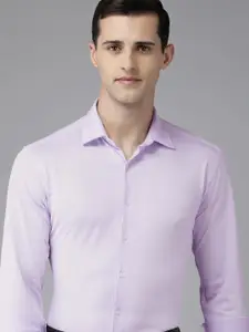 Van Heusen Men Purple Textured Slim Fit Casual Shirt