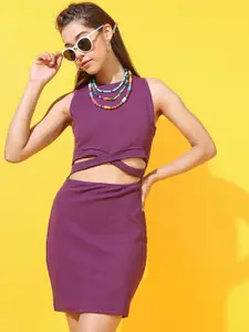 Tokyo Talkies Women Purple Bodycon Dress