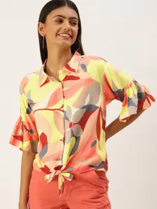 FOREVER 21 Multicoloured Floral Print Shirt Style Top