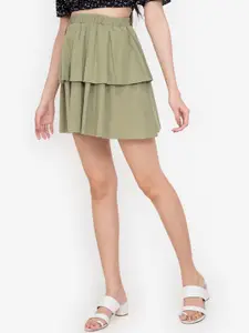 ZALORA BASICS Green Ruffle Tiered Skirt