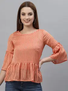 HOUSE OF KKARMA Women Coral Striped Top