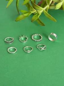 SOHI Set Of 7 Silver-Plated  Finger Ring