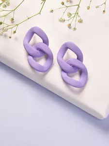 SOHI Purple Contemporary Studs Earrings
