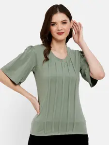 UNMADE Sea Green Pleated Top