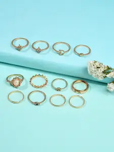 SOHI Pack of 12 Gold Plated Ring