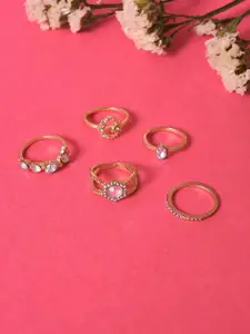 SOHI Set of 5 Gold-Plated Finger Ring