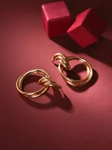 SOHI Gold-Toned Contemporary Hoop Earrings