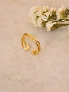 SOHI Gold-Plated White Stone-Studded Finger Ring