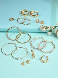 SOHI Gold-Toned Contemporary Drop Earrings