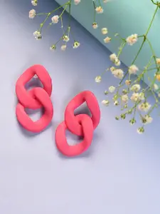 SOHI Pink Contemporary Drop Earrings
