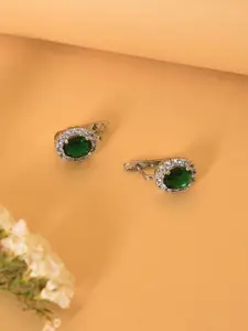 SOHI Green Contemporary Drop Earrings