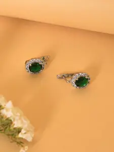 SOHI Green Contemporary Drop Earrings