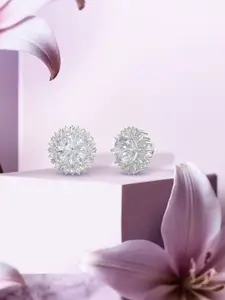 ANAYRA White Circular Studs Earrings