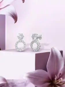 ANAYRA White Circular Studs Earrings