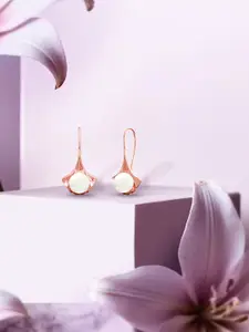 ANAYRA White Circular Drop Earrings