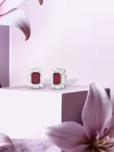 ANAYRA White Circular Studs Earrings