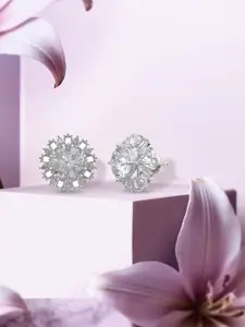 ANAYRA White Circular Studs Earrings