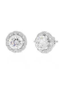 ANAYRA White Circular Studs Earrings