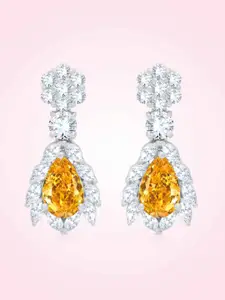 ANAYRA White Circular Drop Earrings