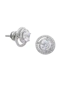 ANAYRA White Circular Studs Earrings