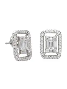 ANAYRA White Circular Studs Earrings