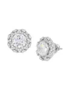 ANAYRA White Circular Studs Earrings