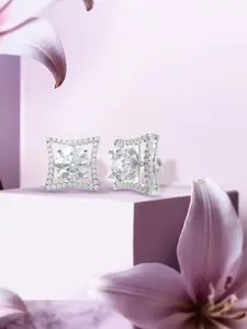 ANAYRA White Circular Studs Earrings