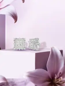 ANAYRA White Circular Studs Earrings