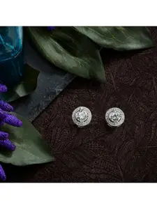ANAYRA White Circular Studs Earrings