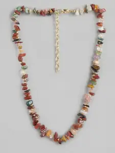RICHEERA Brown & White  Artificial Stones Necklace