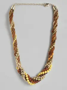 RICHEERA Yellow & Brown Beaded Necklace