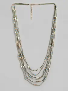 RICHEERA Gold-Toned & Green Layered Necklace