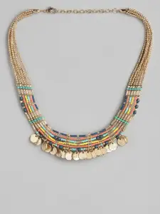 RICHEERA Gold-Toned & Blue Gold-Plated Bohemian Necklace