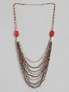 RICHEERA Gold-Toned & Grey Layered Necklace