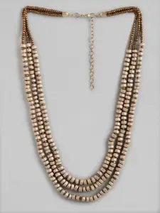 RICHEERA Gold-Toned & Beige Layered Necklace