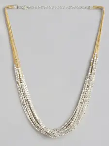 RICHEERA Silver-Toned & Gold-Toned Beaded Layered Necklace