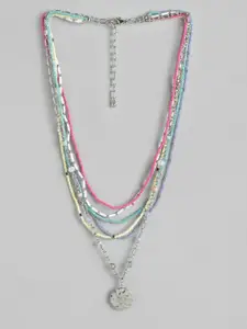 RICHEERA Pink & Silver-Toned Layered Necklace