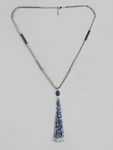 RICHEERA Blue & Silver-Toned Silver-Plated Necklace