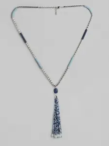 RICHEERA Blue & Silver-Toned Silver-Plated Necklace