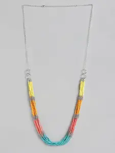 RICHEERA Women Blue & Orange Beaded Necklace