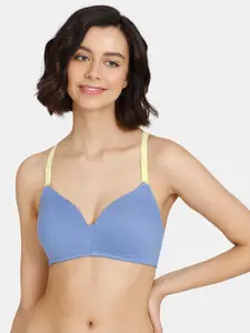 Zivame Blue & Yellow Lightly Padded Non-Wired Bra