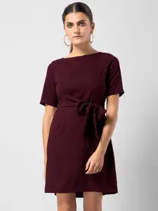 FabAlley Purple Solid Shift Mini  Dress