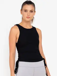 ZALORA ACTIVE Women Black Solid Fitted Top