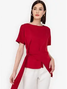 ZALORA WORK Women Red Solid Extended Sleeves Top