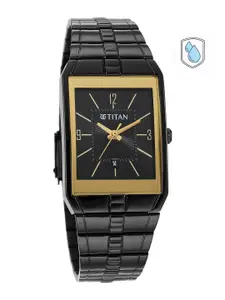 Titan Men Black Dial & Black Stainless Steel Bracelet Style Straps Analogue Watch 9151NM01