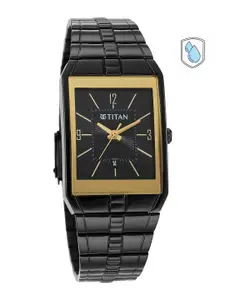 Titan Men Black Dial & Black Stainless Steel Bracelet Style Straps Analogue Watch 9151NM01